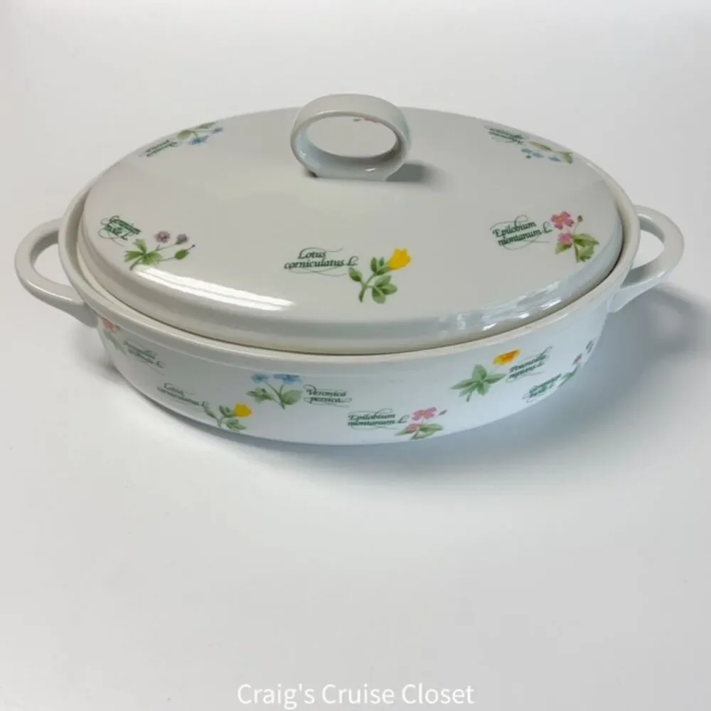 Anchor Hocking Floret 1.5 Qt Casserole Dish w Lid Vintage Glass Baking Dish